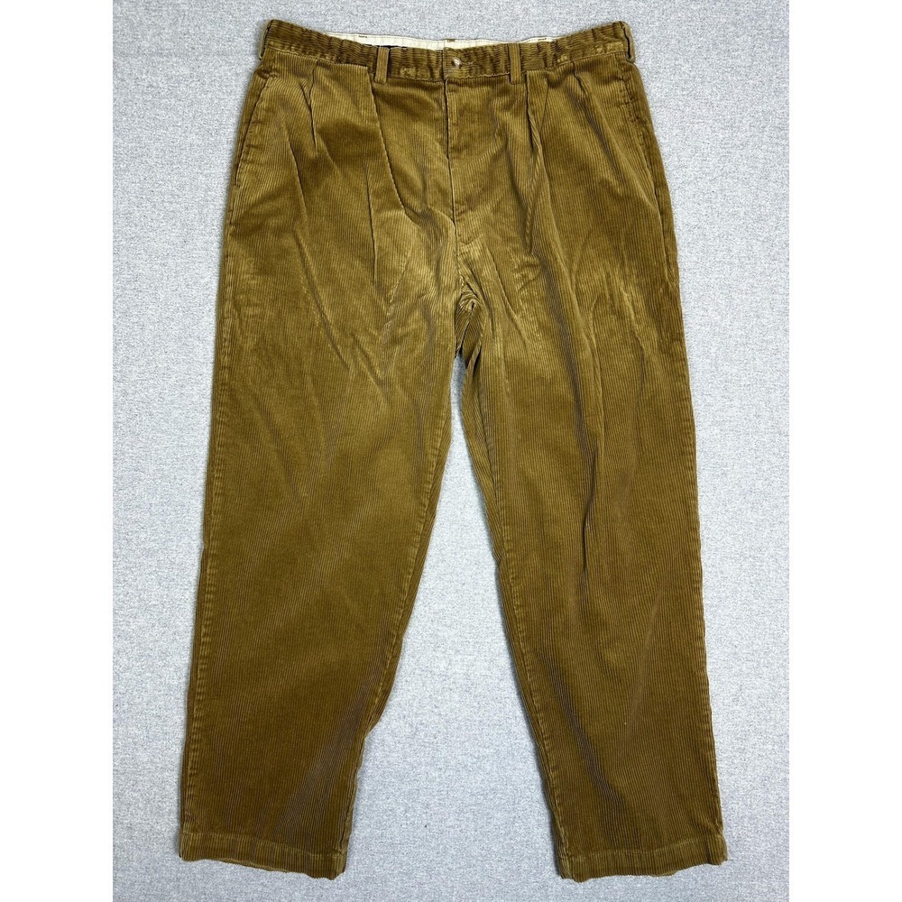 Vintage Polo Ralph Lauren Corduroy Pant Mens 38x30 Gold Double Pleat Made USA